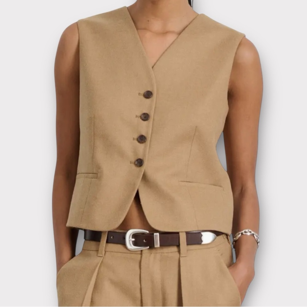 Alex Mill Women’s Soho Vest XS Wool Blend Androgynous Neutral Camel NWT